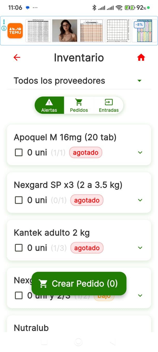 Alertas de inventario